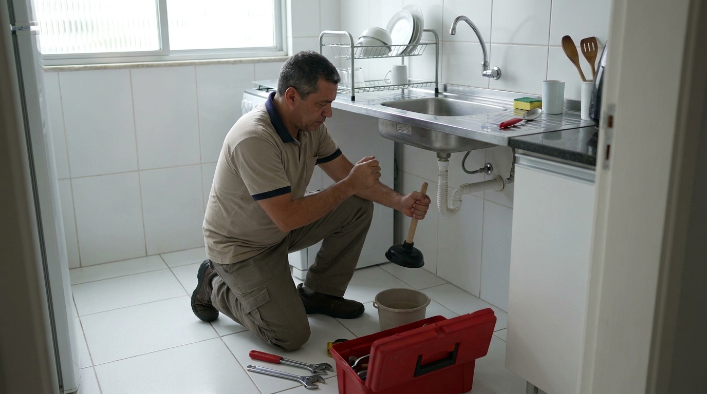 Desentupimento de pia residencial em Manaus‑AM