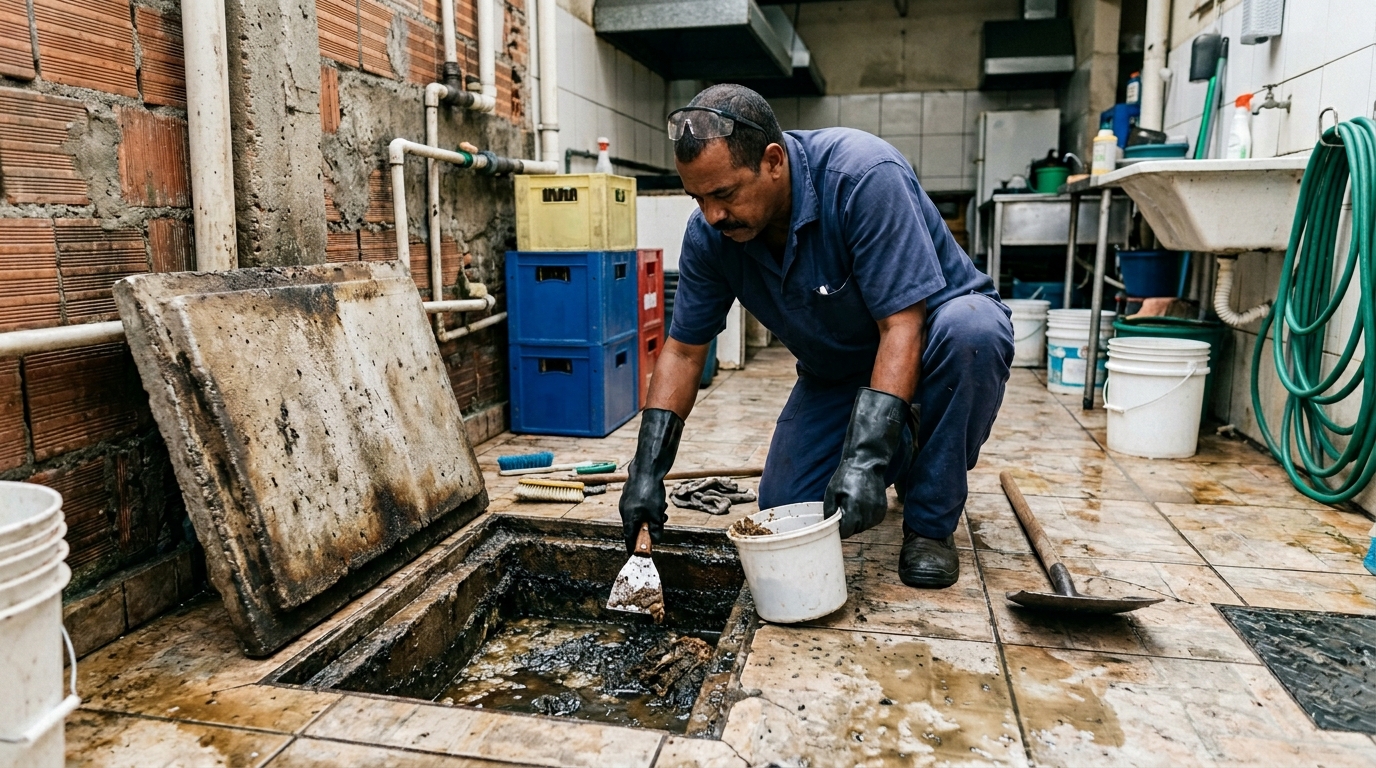 Limpeza de caixa de gordura residencial em Manaus‑AM